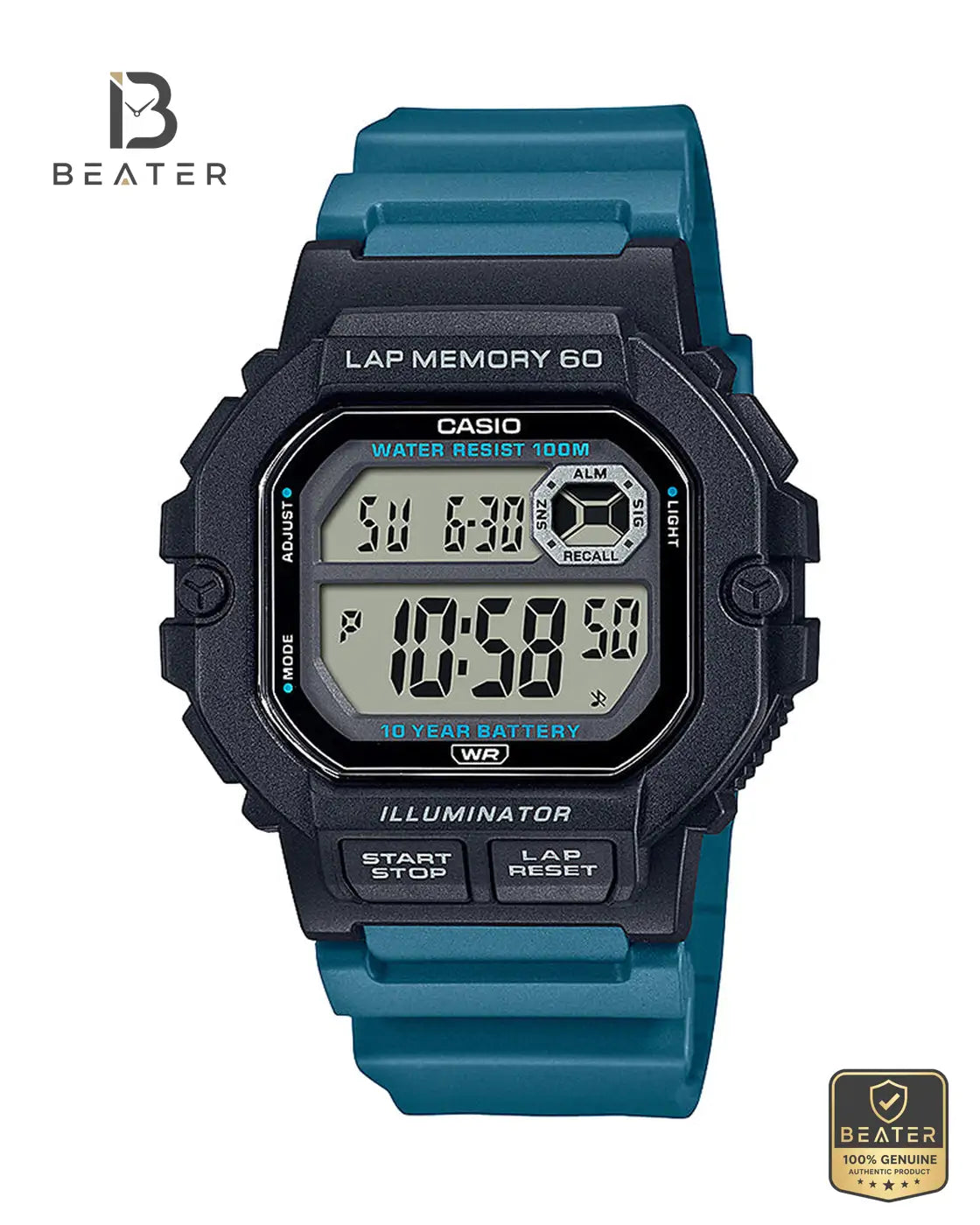 CASIO WS-1400H-3A Men's Grey Dial Resin Strap Watch Front Dial View - Beater Main image