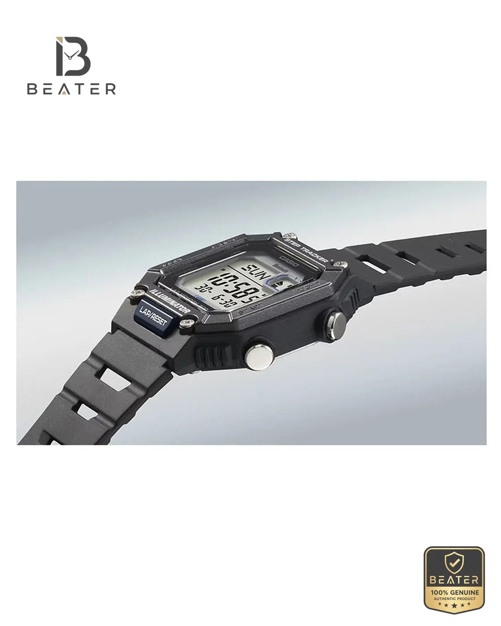 CASIO WS-B1000-1A Men's Digital Watch Angle View - Beater