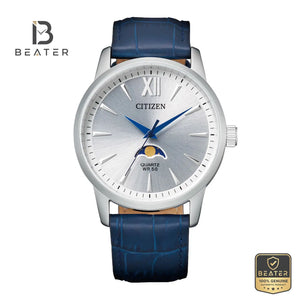 CITIZEN AK5000-03A Men's Calf Leather Strap Moonphase Watch Front Dial View - Beater