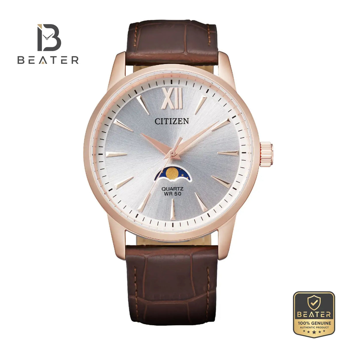 CITIZEN AK5003-05A Men's Calf Leather Strap Watch Front Dial View - Beater Main image