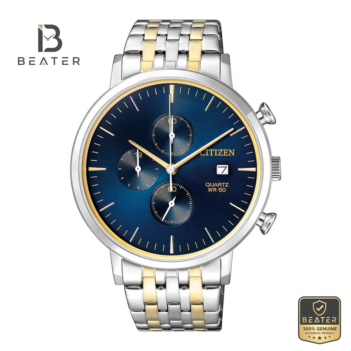 CITIZEN AN3614-54L Men's Chronograph Stainless Steel Bracelet Watch Front Dial View - Beater Main image