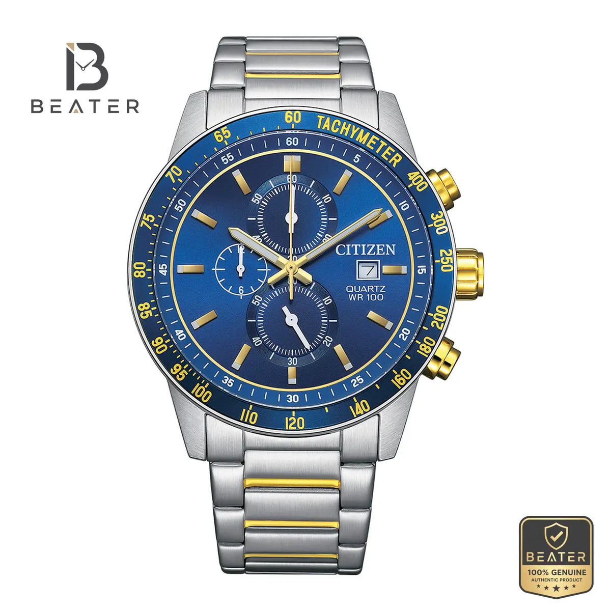 CITIZEN AN3684-59L Men's Blue Dial Stainless Steel Bracelet Watch Front Dial View - Beater