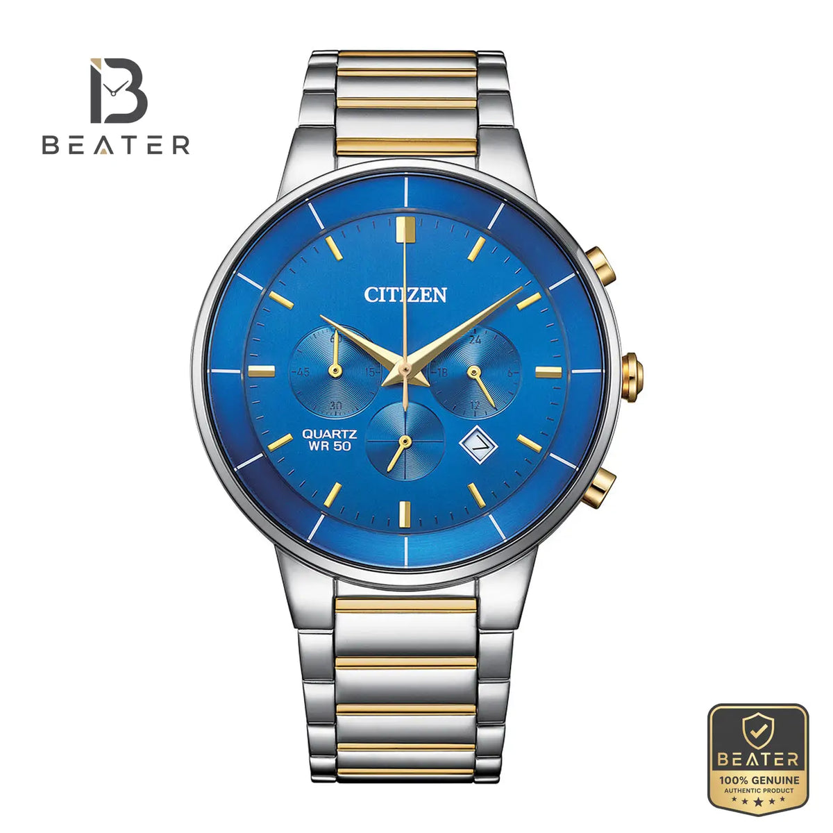 CITIZEN AN8224-51L Men's Blue Dial Stainless Steel Bracelet Watch Front Dial View - Beater