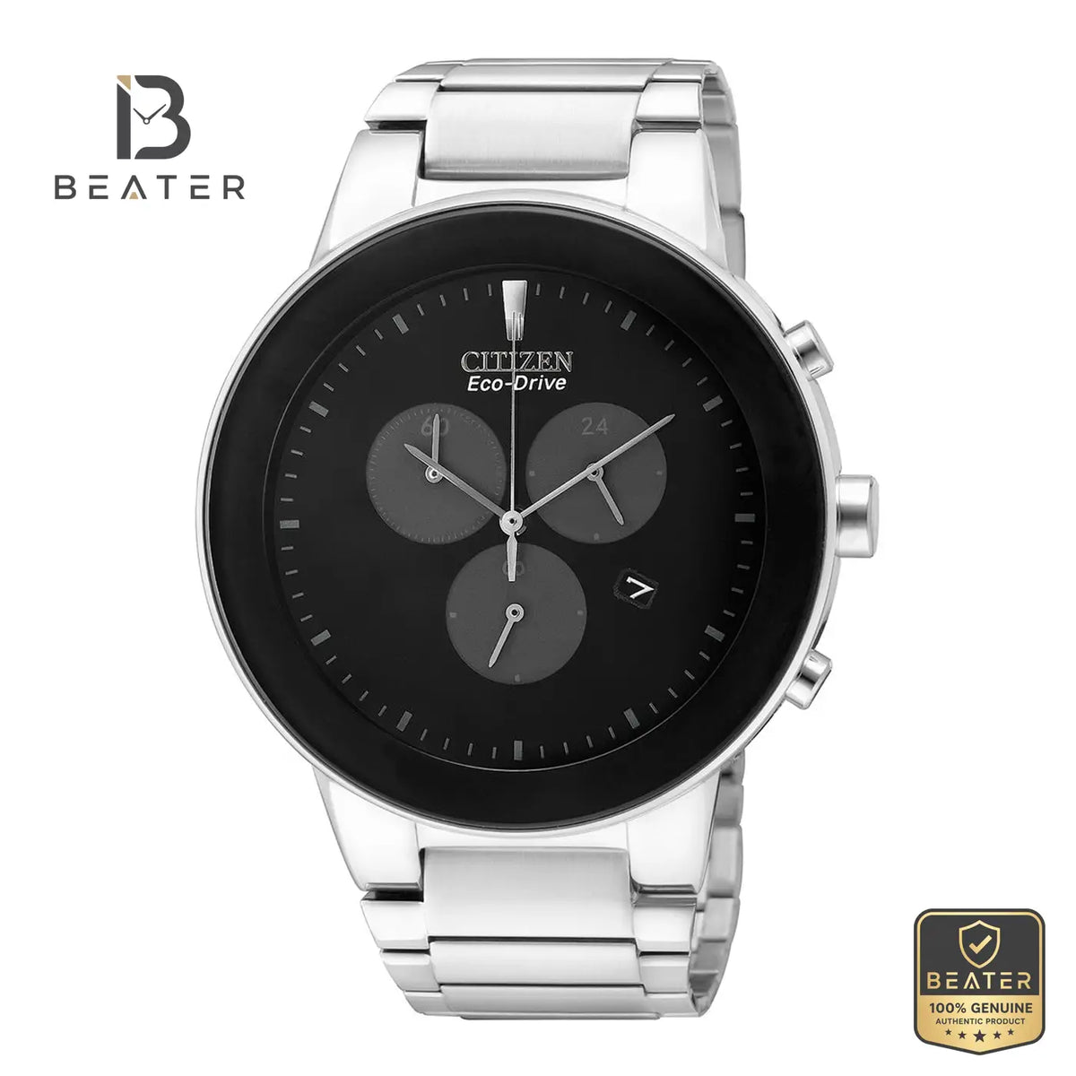 CITIZEN AT2240-51E Men's Black Dial Stainless Steel Bracelet Watch Front Dial View - Beater Main image