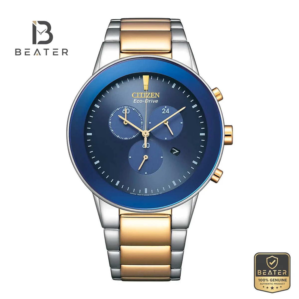 CITIZEN AT2244-84L Men's Blue Dial Stainless Steel Bracelet Watch Front View - Beater Main image