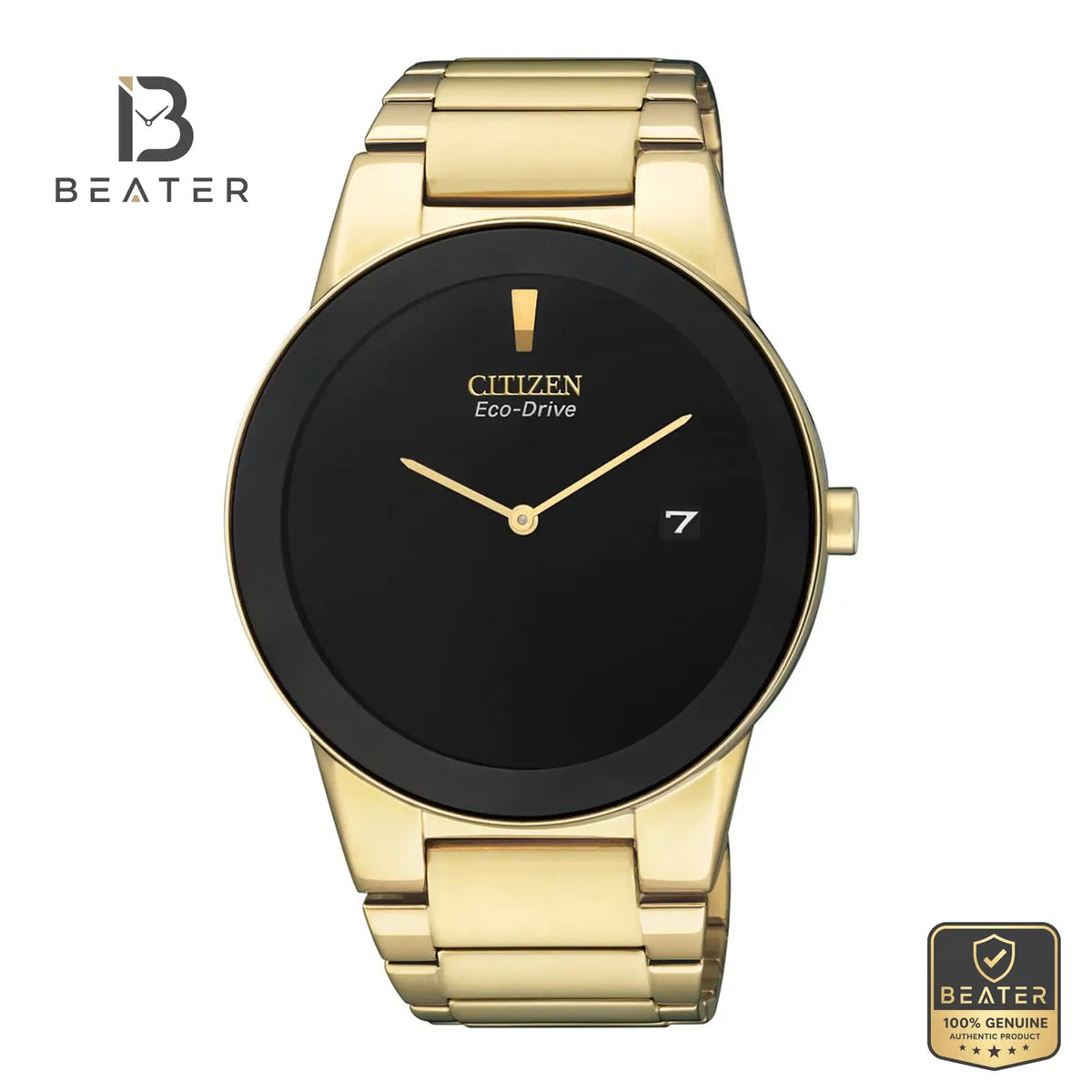 Citizen AU1062-56E Men's Black Dial Stainless Steel Bracelet Watch Front Dial View - Beater Main image