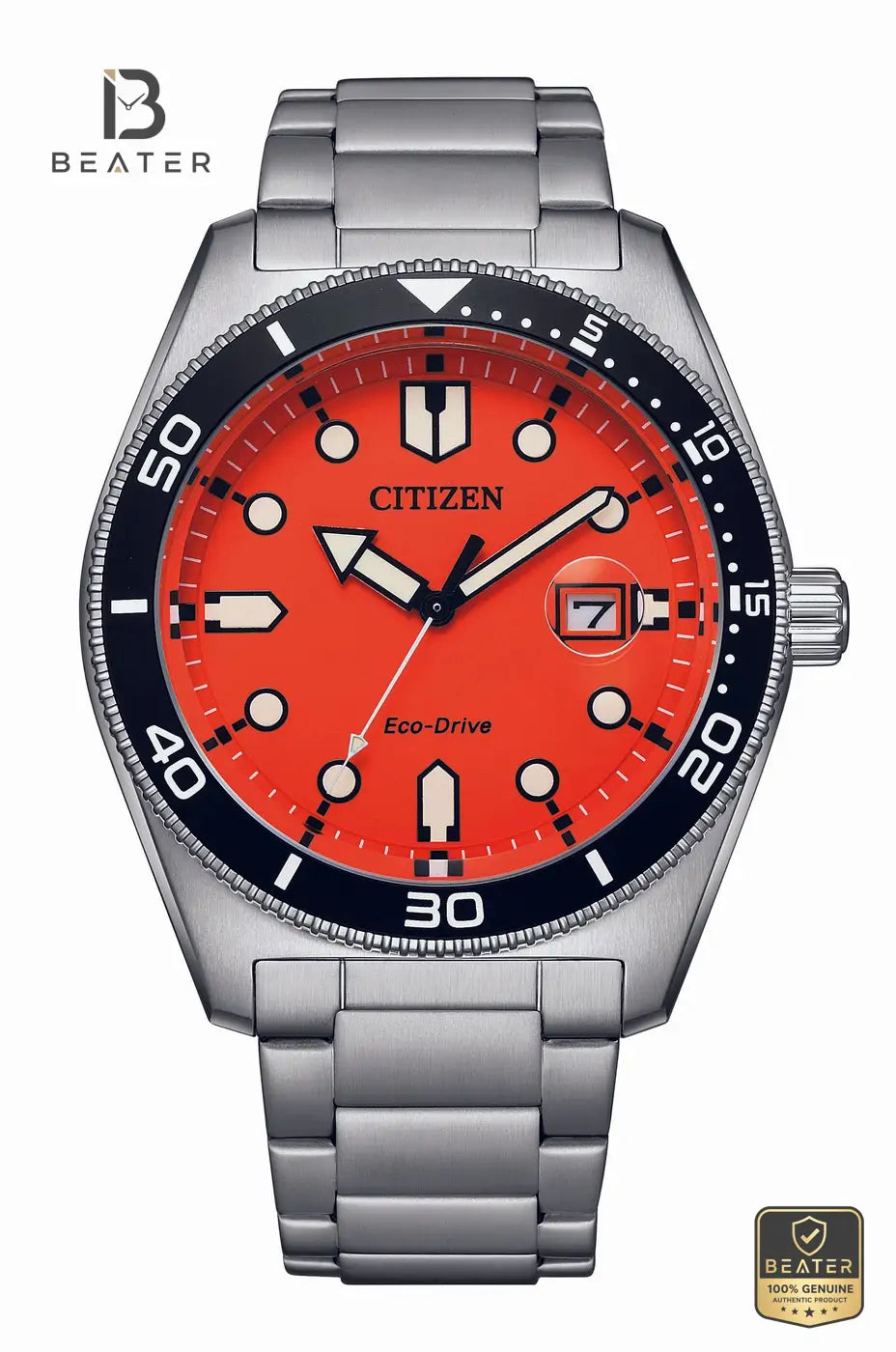 CITIZEN AW1760-81X Men's Candy Red Dial Stainless Steel Bracelet Watch Front View - Beater Main image
