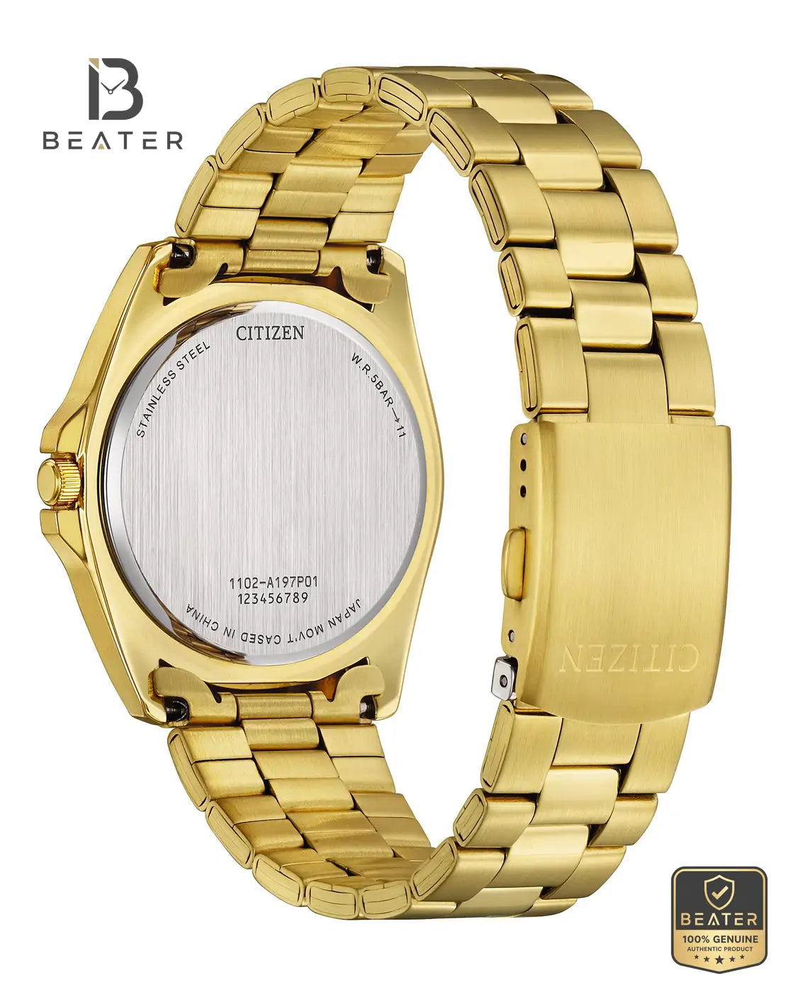 CITIZEN BF-583-59P Men's Gold Dial Stainless Steel Bracelet Watch Secondary image