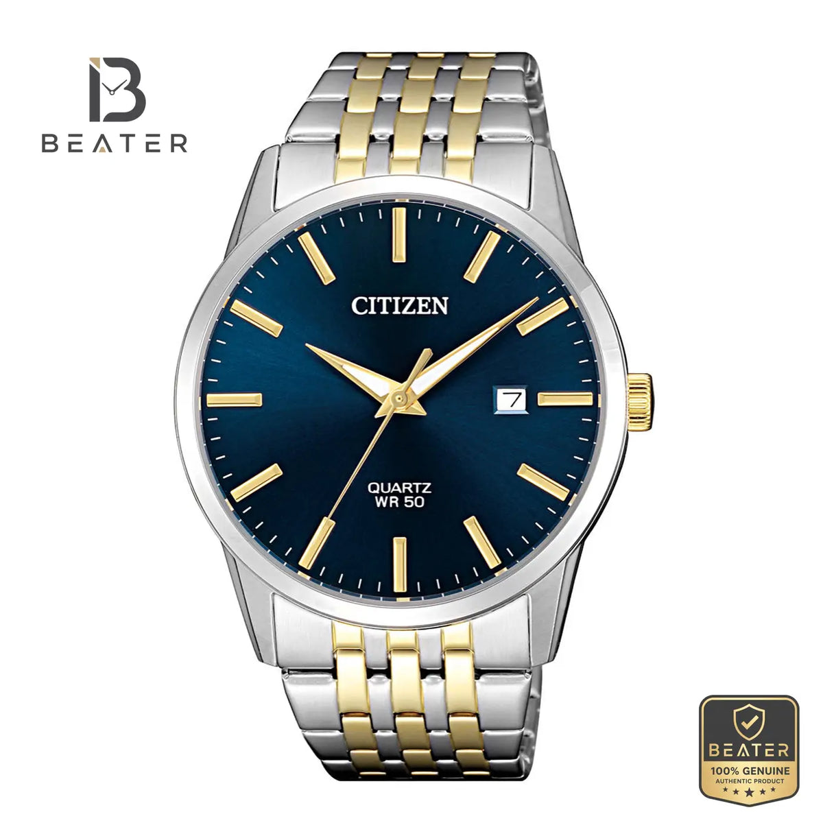 CITIZEN BI5006-81L Men's Blue Dial Stainless Steel Bracelet Watch Front Dial View - Beater Main image