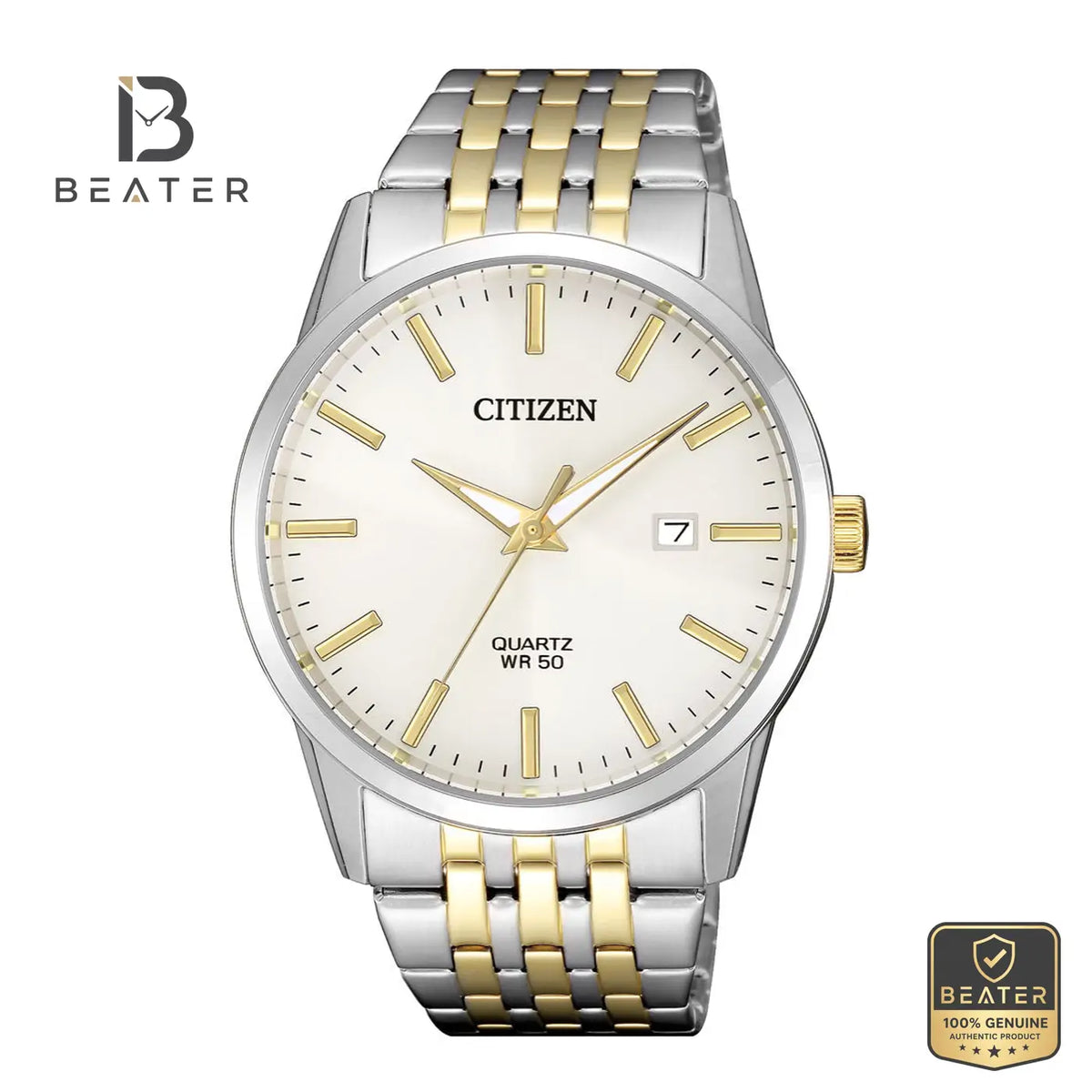 CITIZEN BI5006-81P Men's Champagne Dial Watch Front View - Beater
