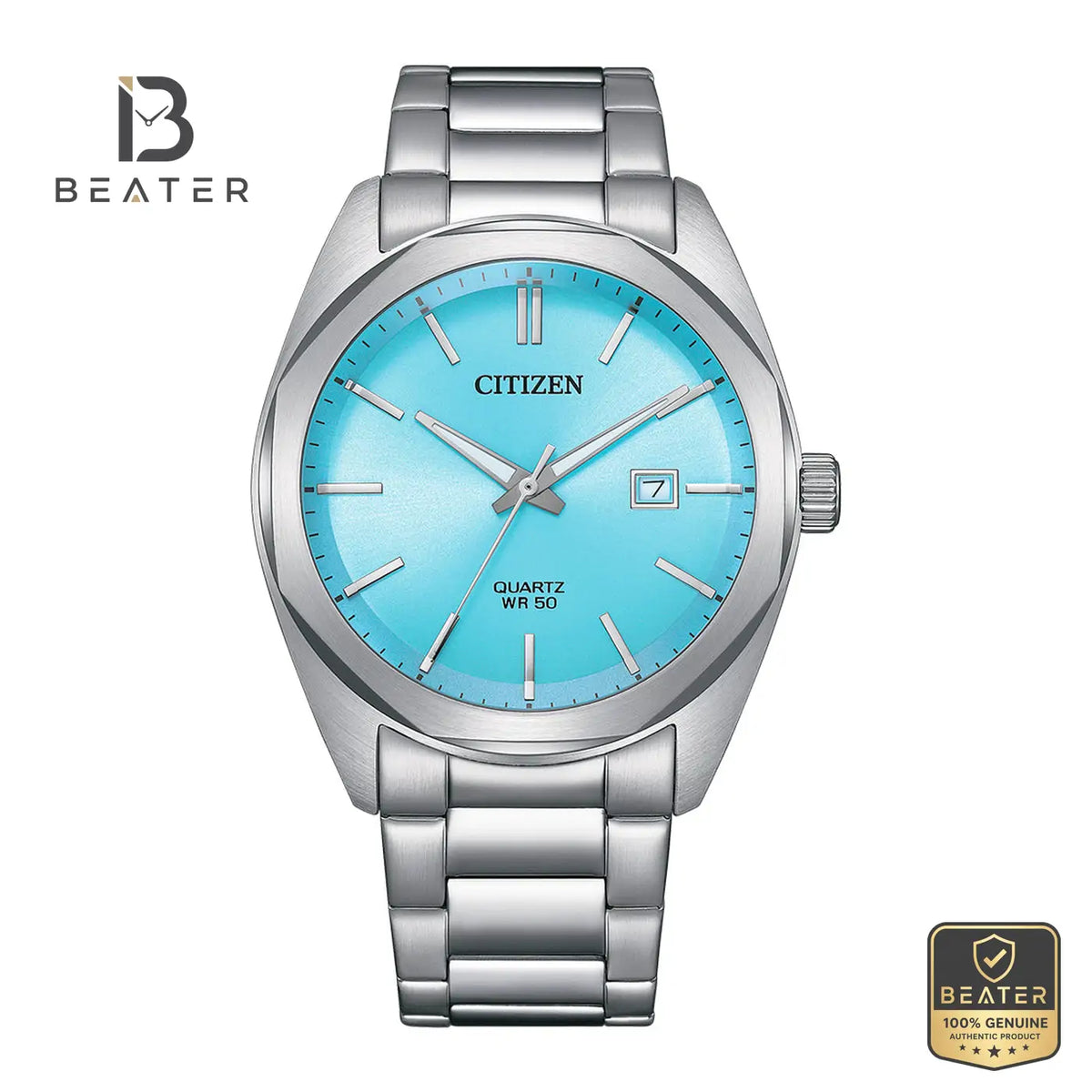 Citizen BI5110-54M Men's Sky Blue Dial Stainless Steel Bracelet Watch Front Dial View - Beater Main image