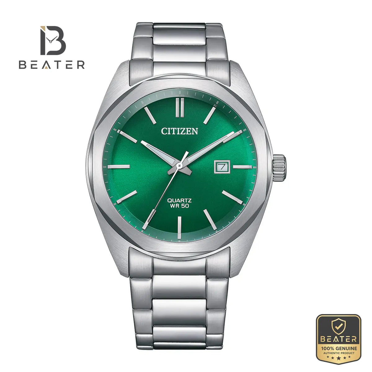 Citizen BI5110-54X Men's Green Dial Stainless Steel Bracelet Watch Front Dial View - Beater