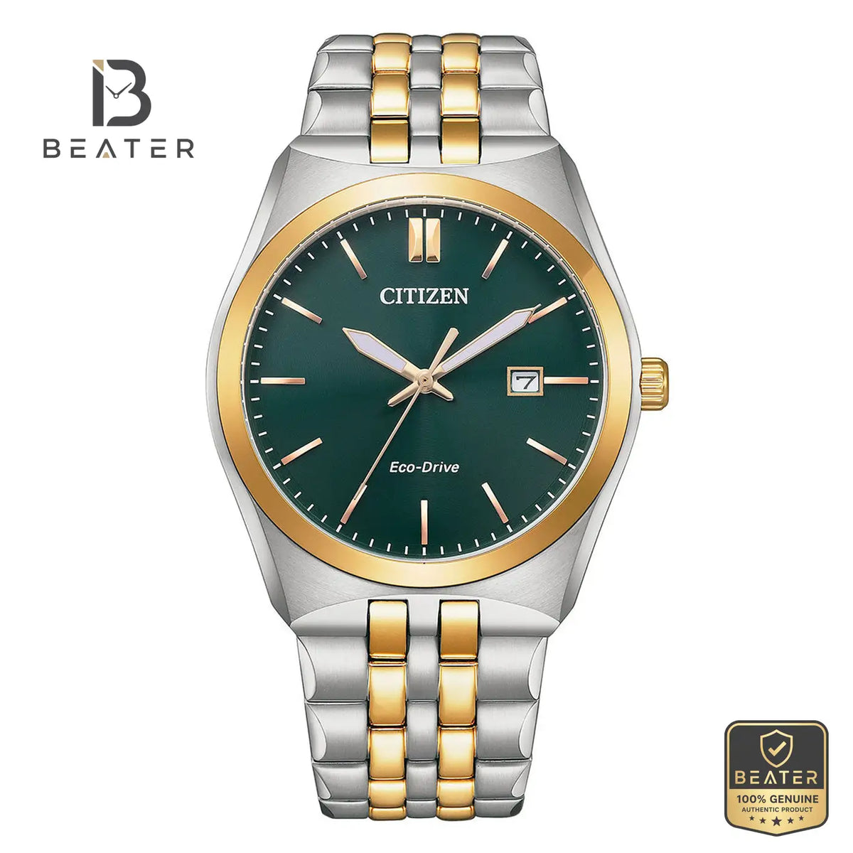 Citizen BM7339-89X Men's Eco-Drive Stainless Steel Bracelet Watch Front Dial View - Beater