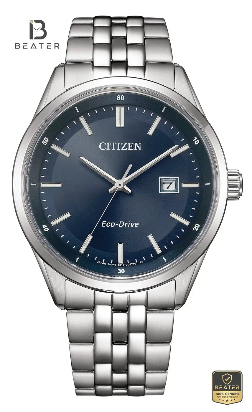 CITIZEN BM7560-59L Men's Dark Blue Dial Stainless Steel Bracelet Watch Front Dial View - Beater Main image