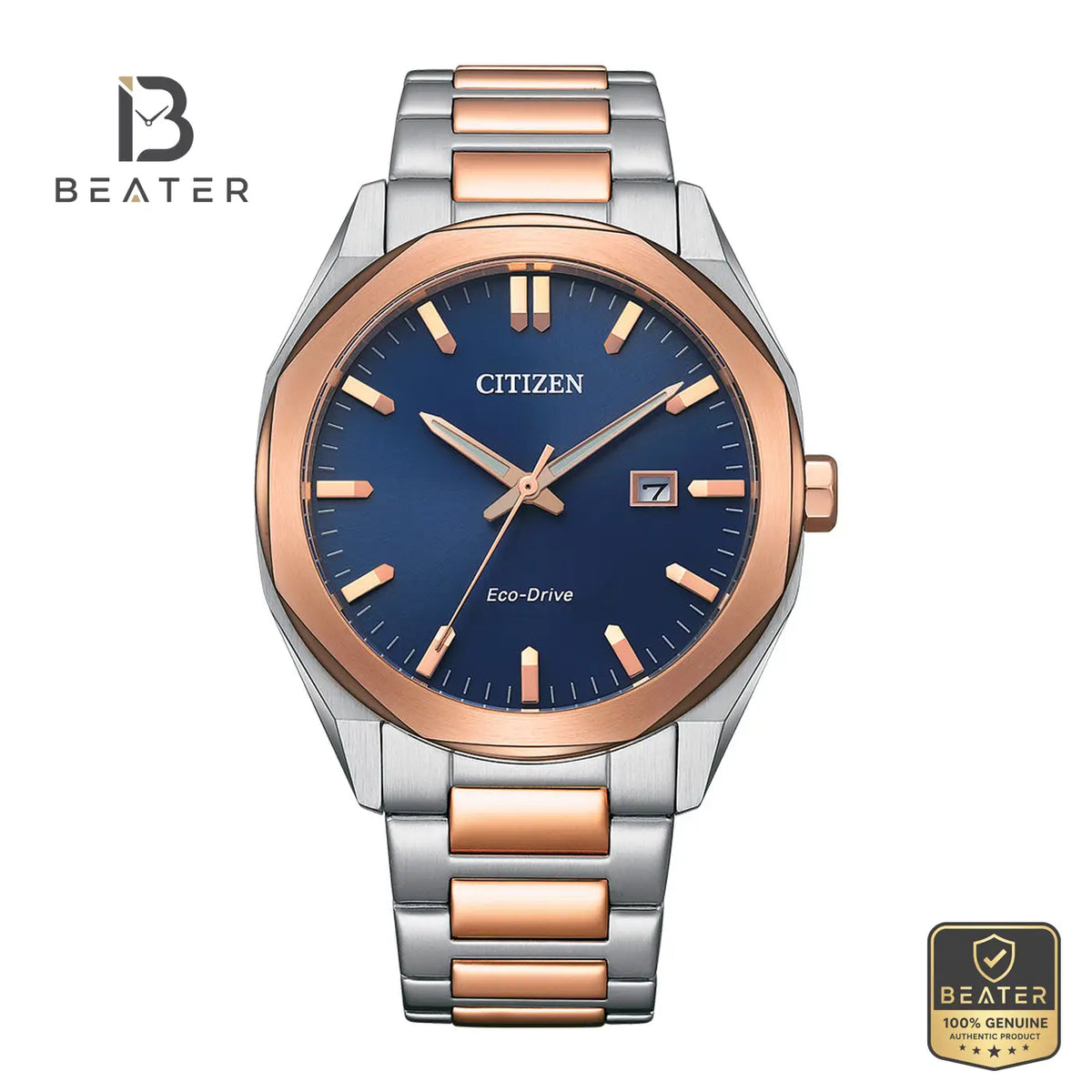 CITIZEN BM7606-84L Men's Dark Blue Dial Stainless Steel Bracelet Watch Front Dial View - Beater
