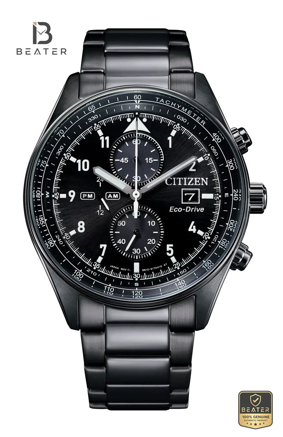 Citizen CA0775-87E Men's Eco-Drive Chronograph Watch Front Dial View - Beater