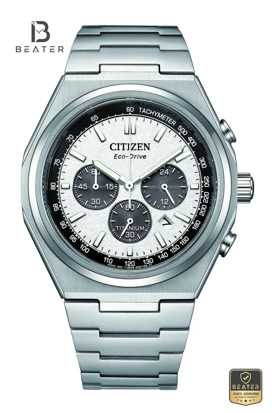 CITIZEN CA4610-85A White-Silver Dial Super Titanium Case & Bezel Profile - Beater