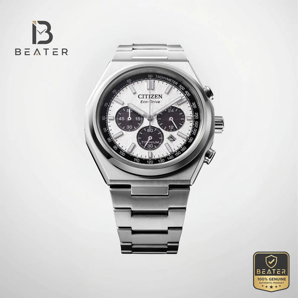 CITIZEN CA4610-85A Men's White-Silver Dial Chronograph Watch Front View - Beater