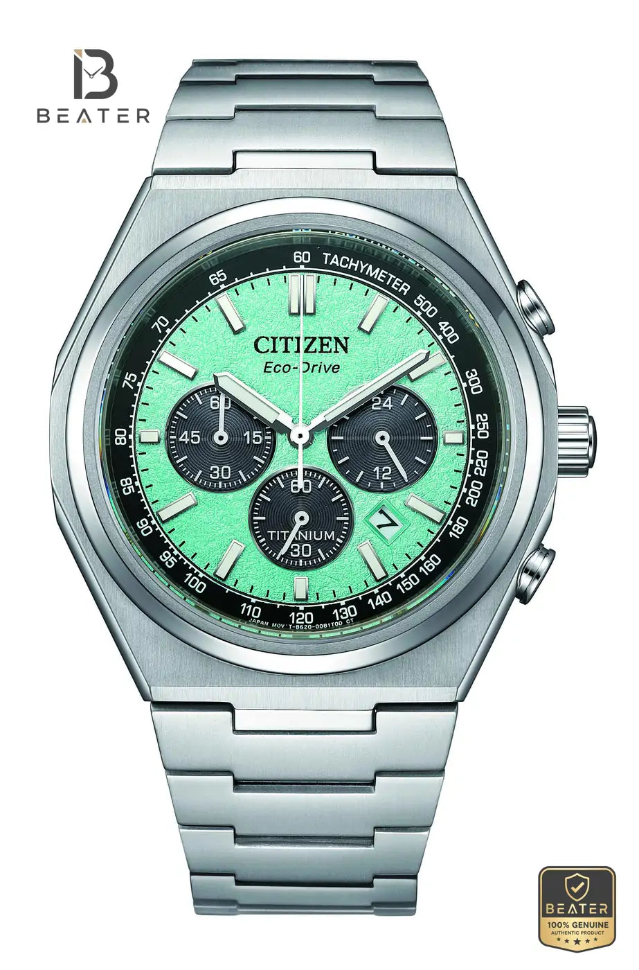 CITIZEN CA4610-85M Men's Light Blue Dial Chronograph Watch Front View - Beater
