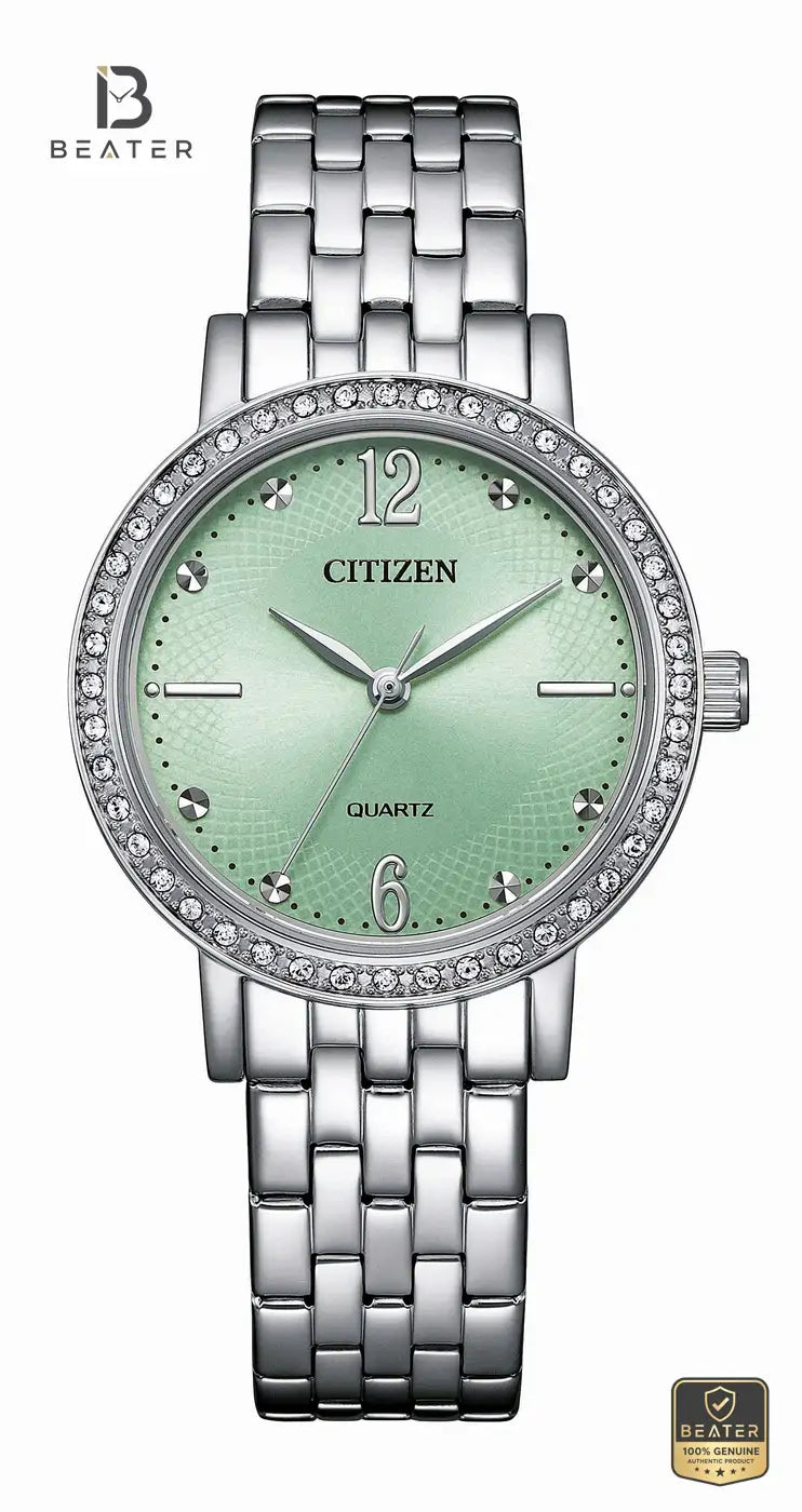 Citizen EL3100-55X Women's Aqua Dial Stainless Steel Bracelet Watch Front Dial View - Beater Main image