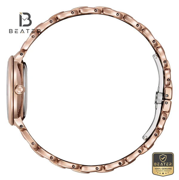 CITIZEN EM0928-84D Women's Pink Gold Plated Stainless Steel Bracelet and Clasp Detail - Beater