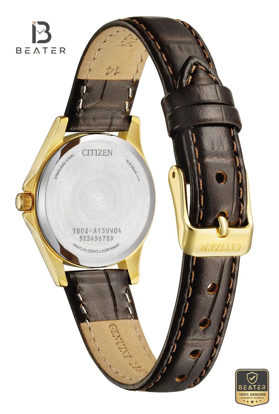 CITIZEN EQ0612-07A Women's Bright Silver Dial Calf Leather Strap Watch Secondary image