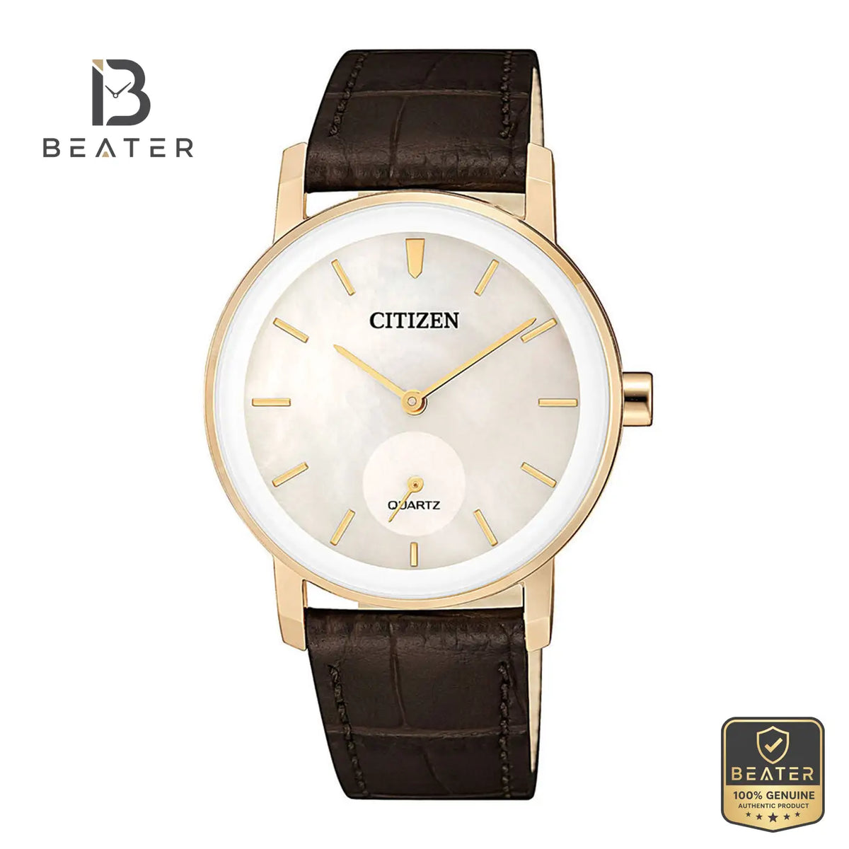 CITIZEN EQ9063-04D Women's Calf Leather Strap Watch Front Dial View - Beater Main image
