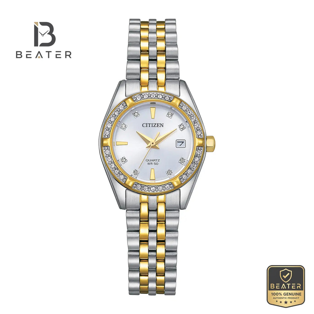 Citizen EU6066-59A Women's Watch Mother of Pearl Dial Front View - Beater