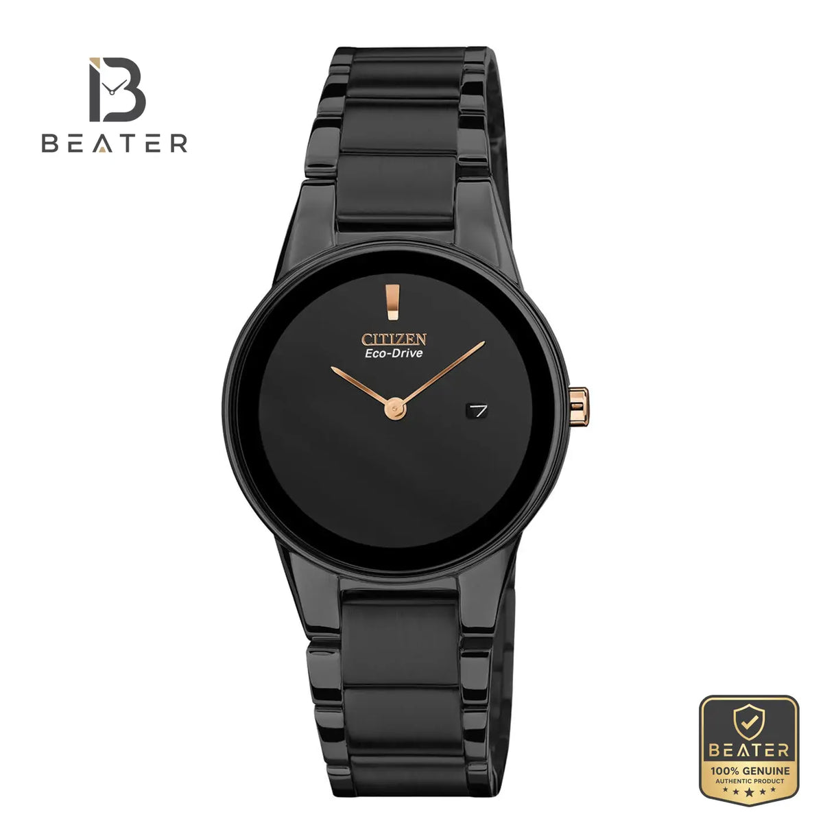 Citizen Eco Drive GA1055-57F Women's Black Dial Stainless Steel Bracelet Watch Front Dial View - Beater Main image