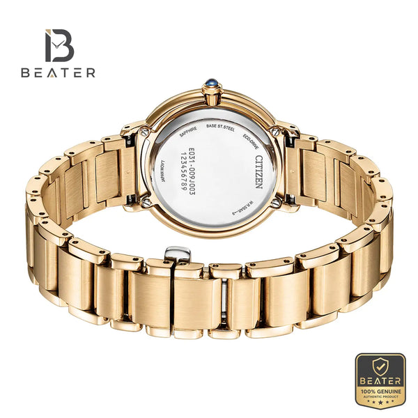 Citizen L Arcly EM1103-86Y Rose Gold Plated Stainless Steel Bracelet and Clasp Detail - Beater