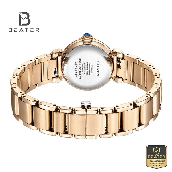CITIZEN L EM1123-62X Women's Rose Gold Plated Stainless Steel Bracelet & Clasp Detail - Beater