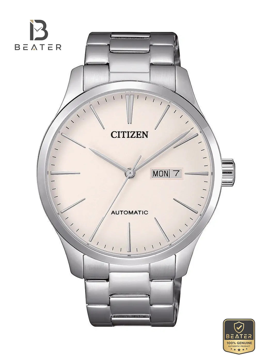 CITIZEN NH8350-83A Men's White Dial Stainless Steel Bracelet Watch Front View - Beater
