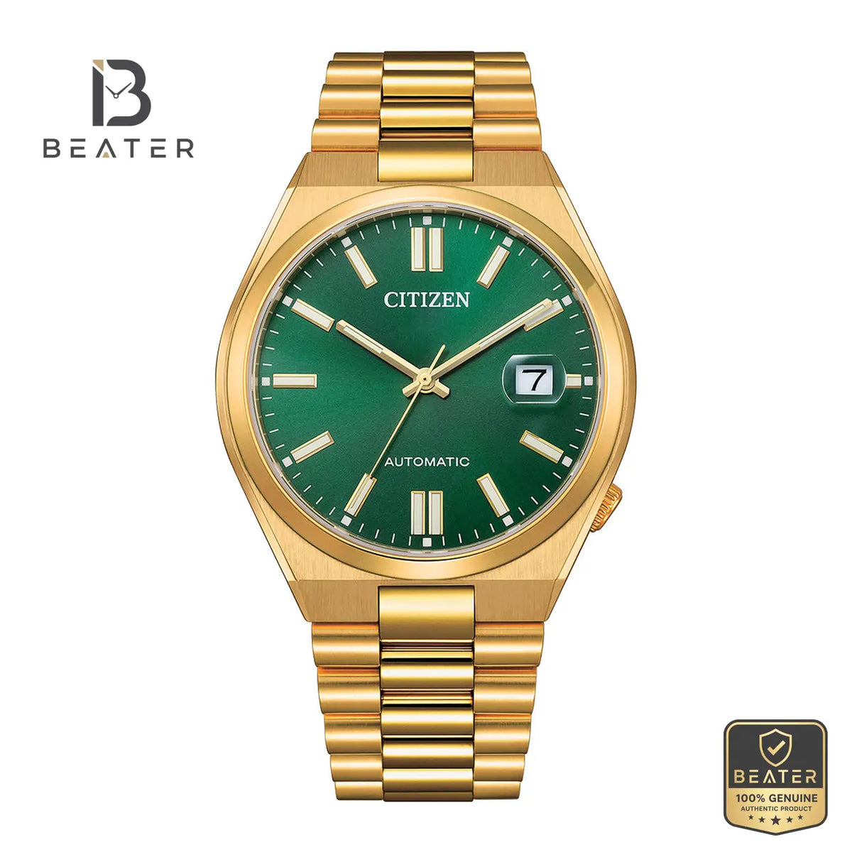 CITIZEN NJ0152-51X Men's Green Dial Stainless Steel Bracelet Watch Front Dial View - Beater Main image