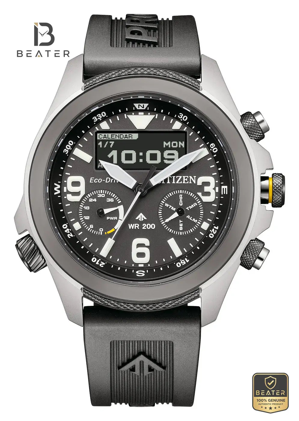 Citizen Promaster Land JV1007-07E Men's Eco-Drive Watch Front Dial View - Beater Main image
