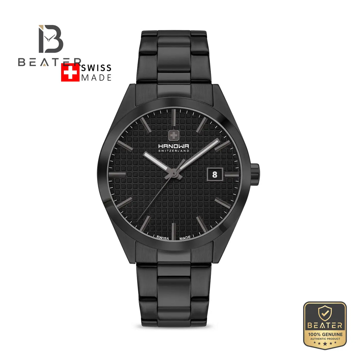 HANOWA HAWGH0002130 Men's Black Dial Stainless Steel Bracelet Watch Front View - Beater Main image