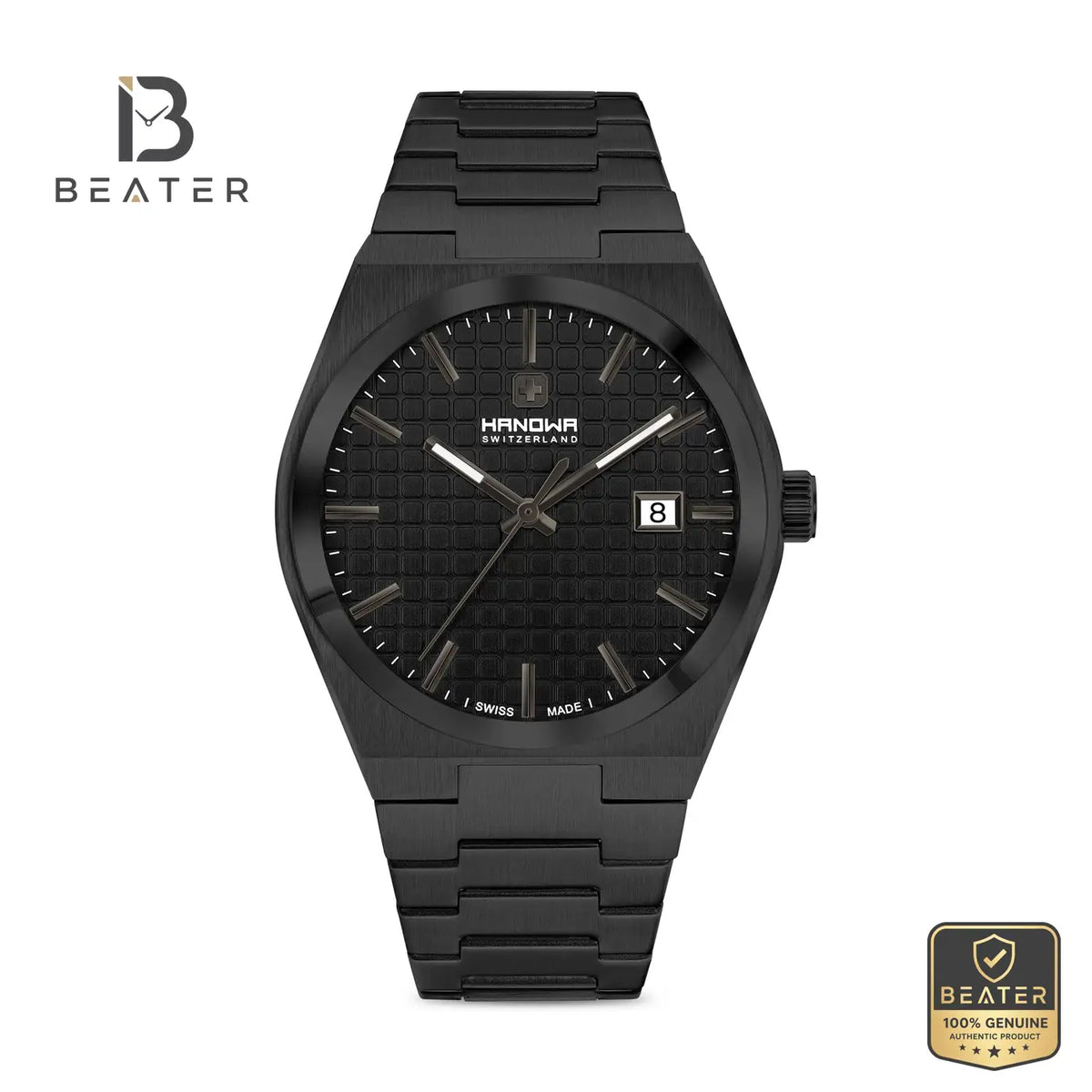 HANOWA HAWGH0002530 Men's Black Dial Stainless Steel Bracelet Watch Front View - Beater