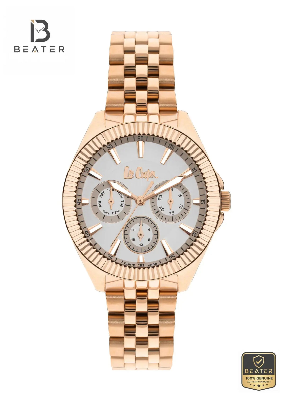 Lee Cooper LC07837.430 Women's Rose Gold Metal Strap Watch Front Dial View - Beater Main image
