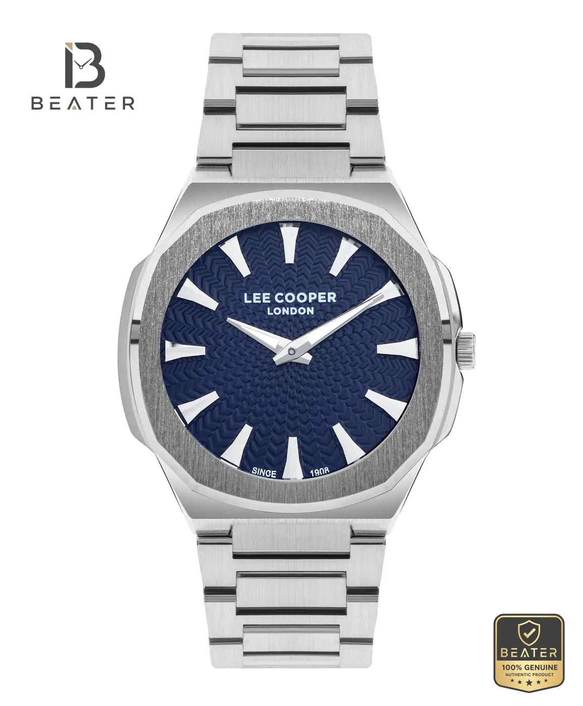 Lee Cooper LC07861.390 Men's Blue Dial Metal Strap Watch Front View - Beater