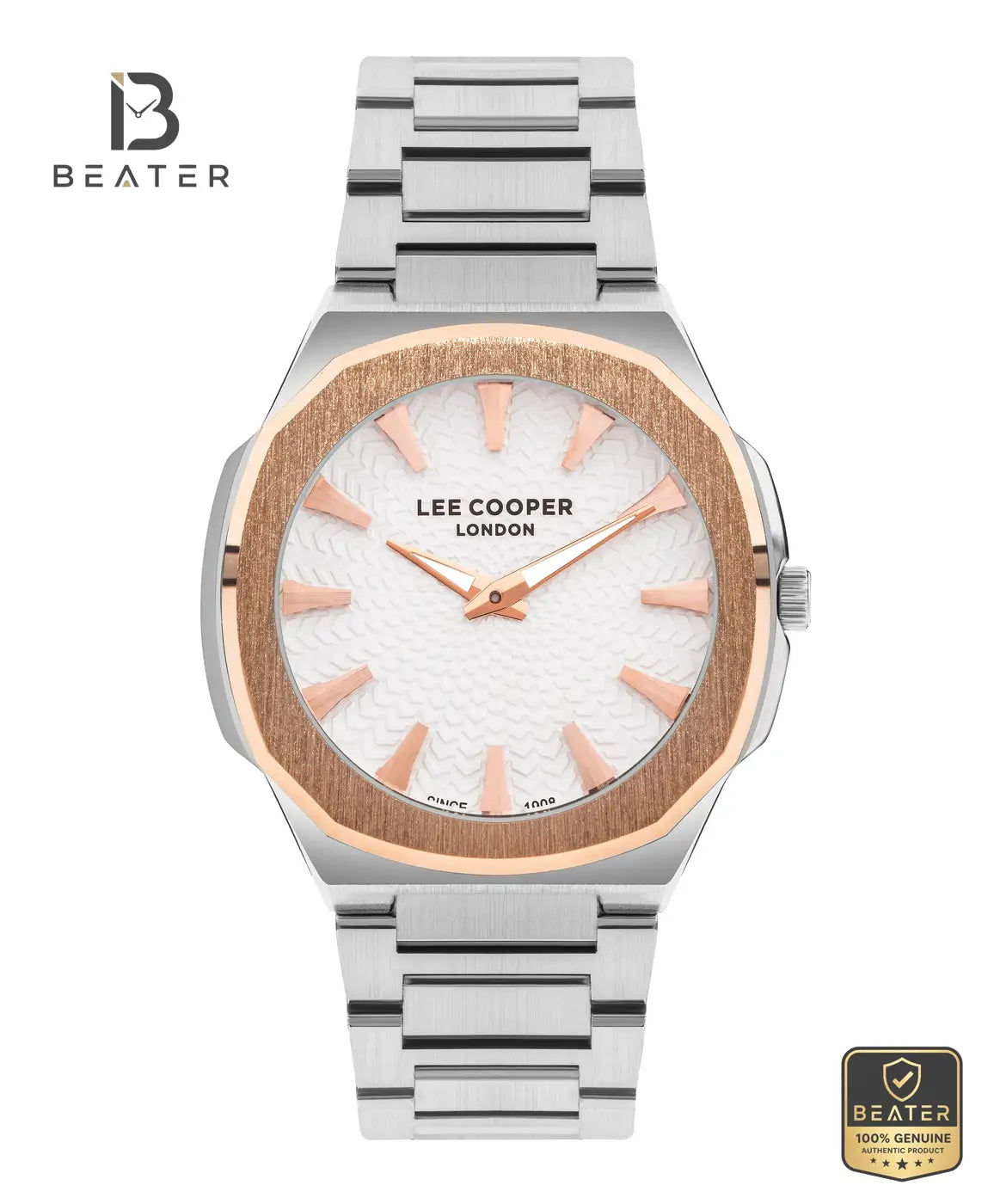 Lee Cooper LC07861.530 Men's Silver Dial Metal Strap Watch Front Dial View - Beater