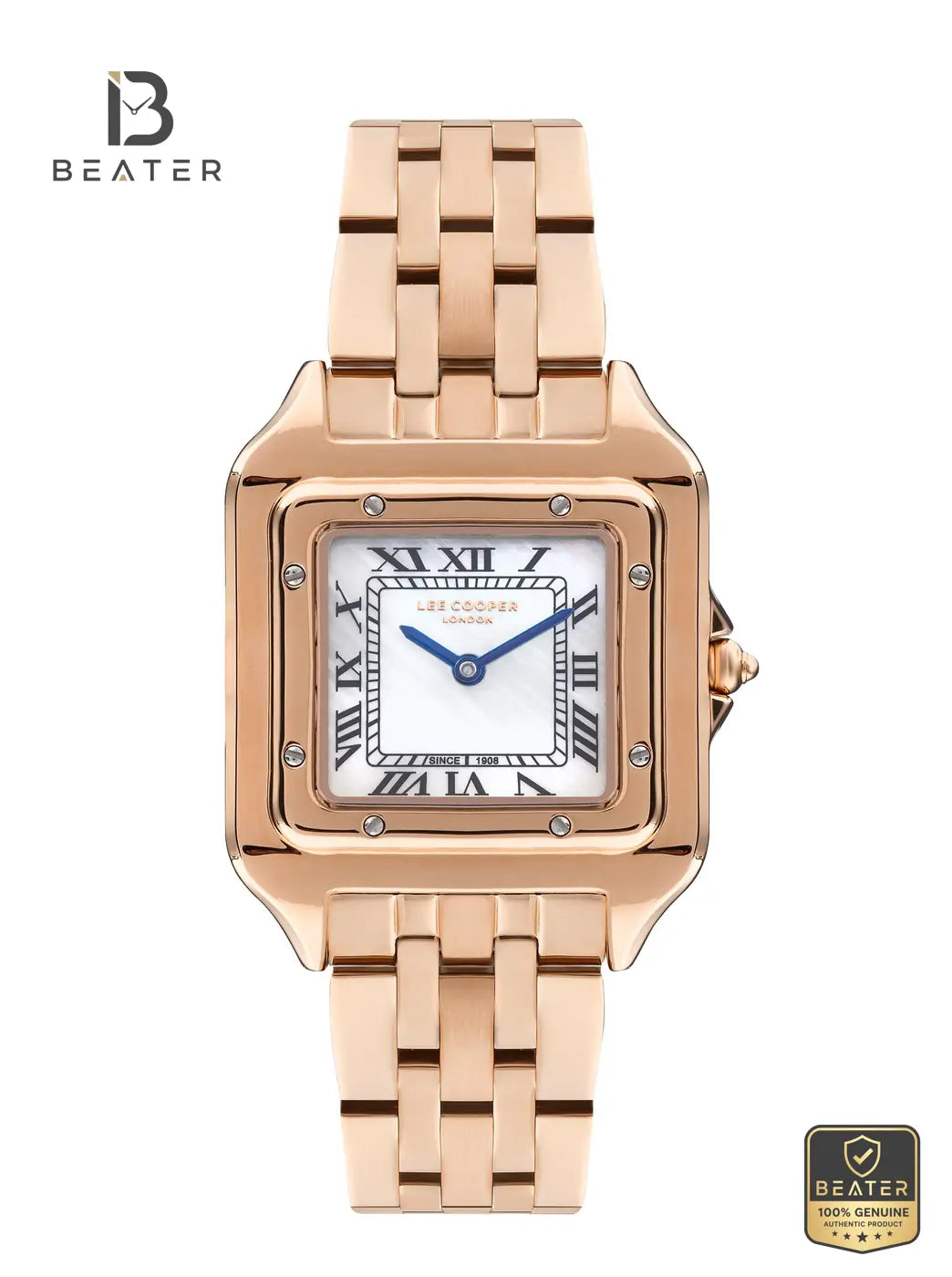 Lee Cooper LC07866.420 Women's Silver Dial Rose Gold Metal Bracelet Watch Front Dial View - Beater Main image