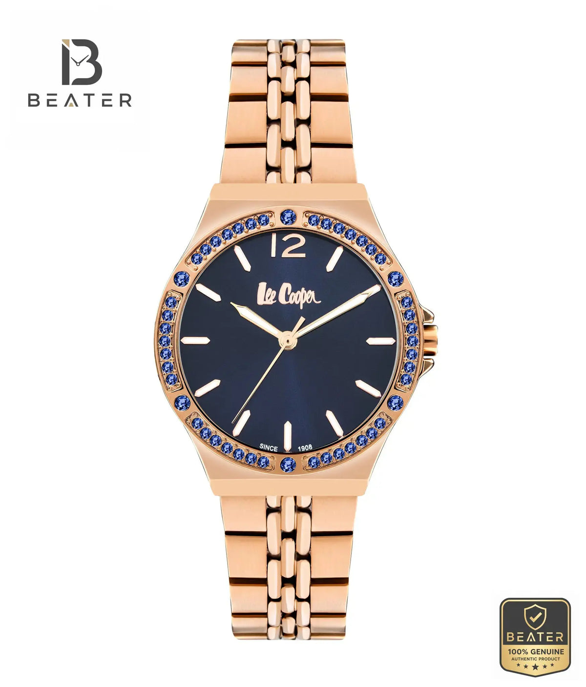 Lee Cooper LC07969.490 Women's Dark Blue Metal Strap Watch Front Dial View - Beater
