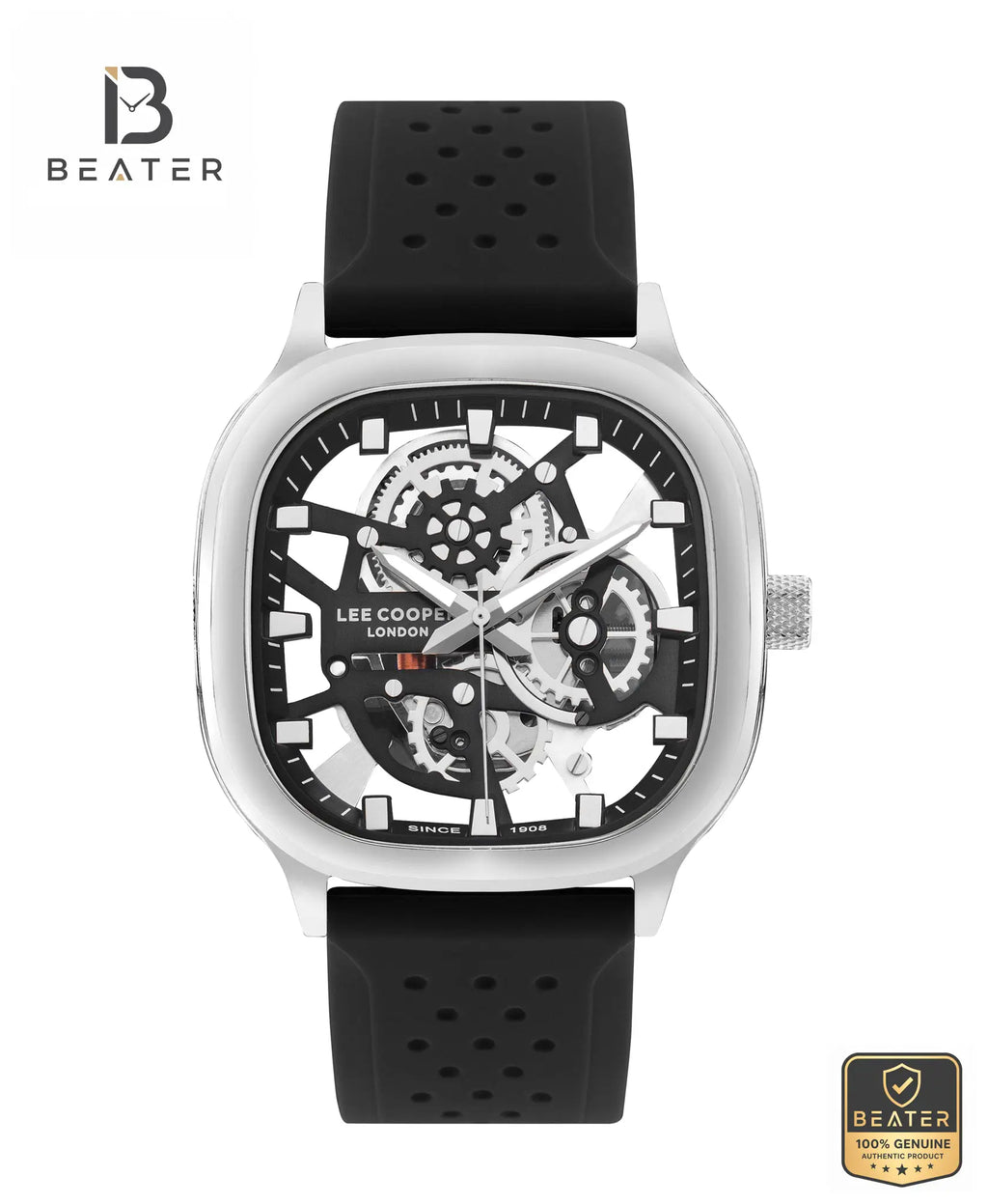 Lee Cooper LC07973.351 Men's Black Square Dial Watch Front View - Beater