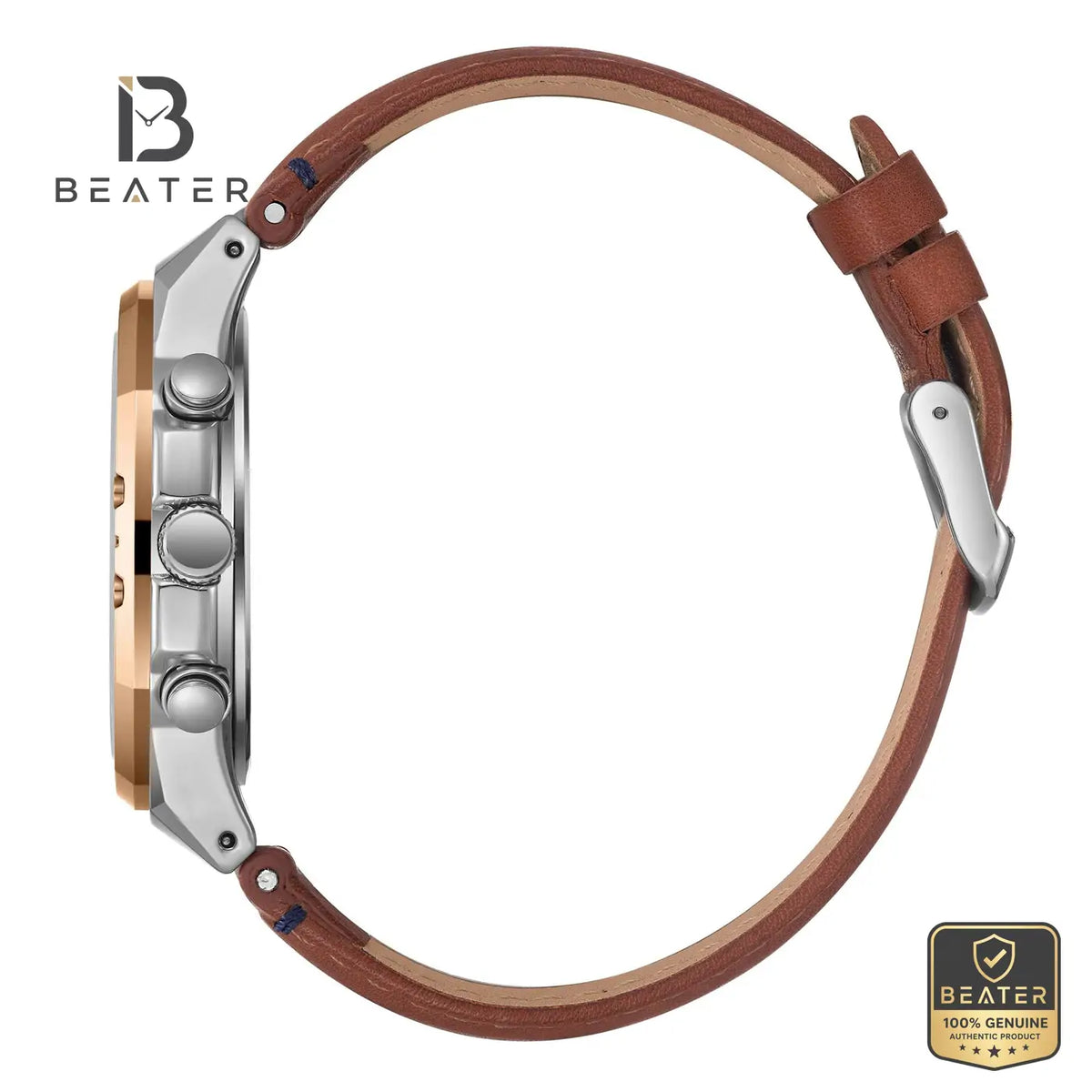 Lee Cooper LC07992.594 Men's Light Brown Leather Strap & Clasp Detail - Beater