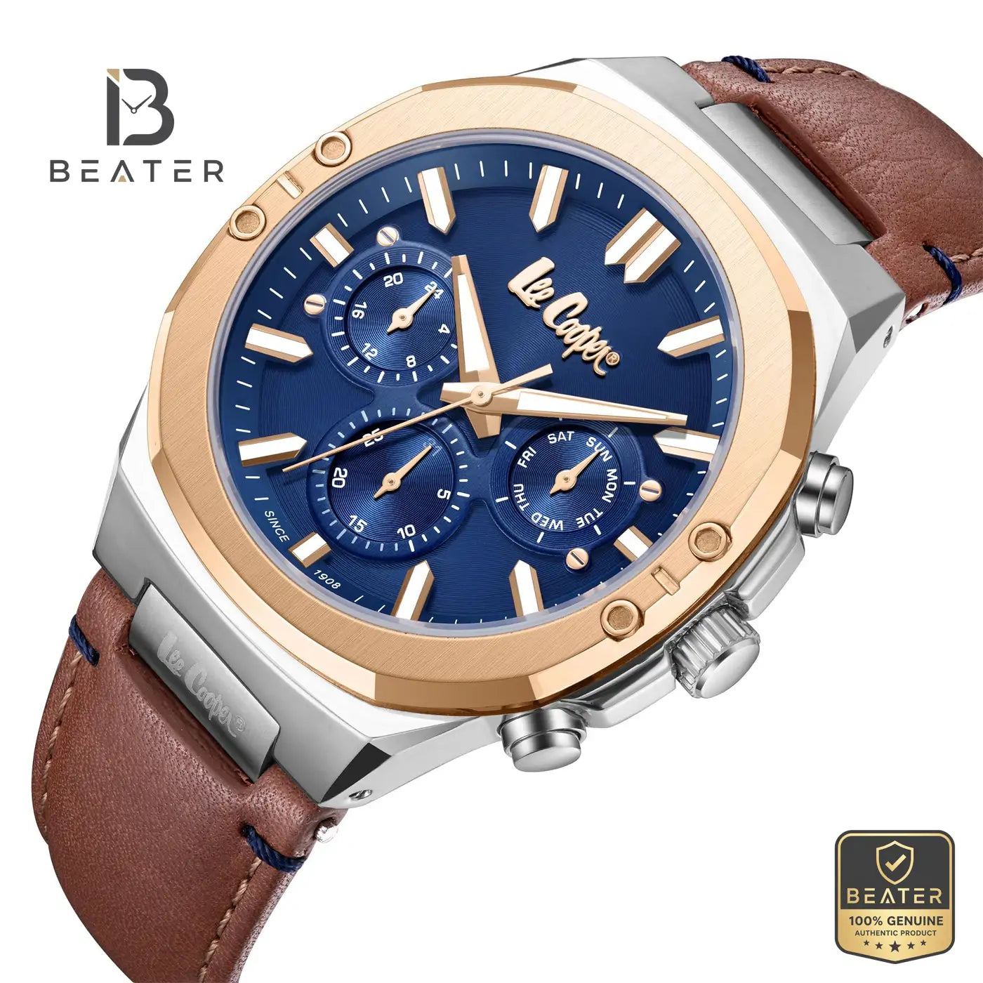 Lee Cooper LC07992.594 Men's Dark Blue Leather Strap Watch Secondary image