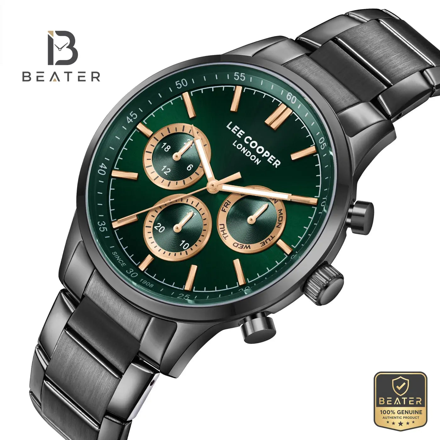 Lee Cooper LC07998.070 Men's Dark Green Metal Strap Watch Secondary image