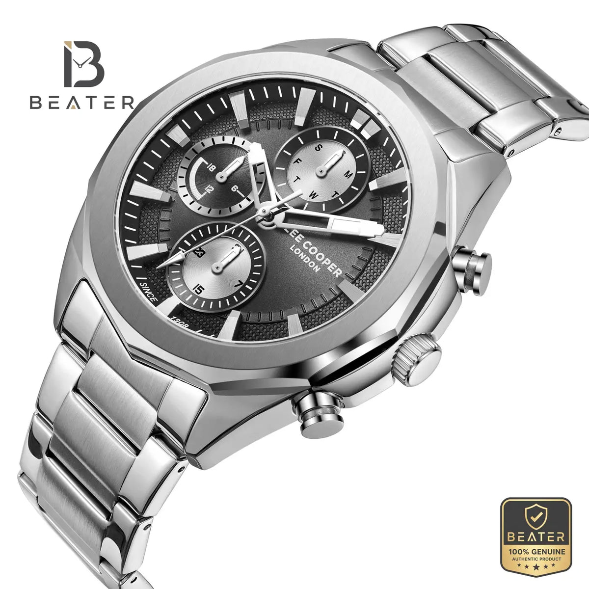 Lee Cooper LC08005.350 Men's Black Dial Case & Bezel Profile - Beater