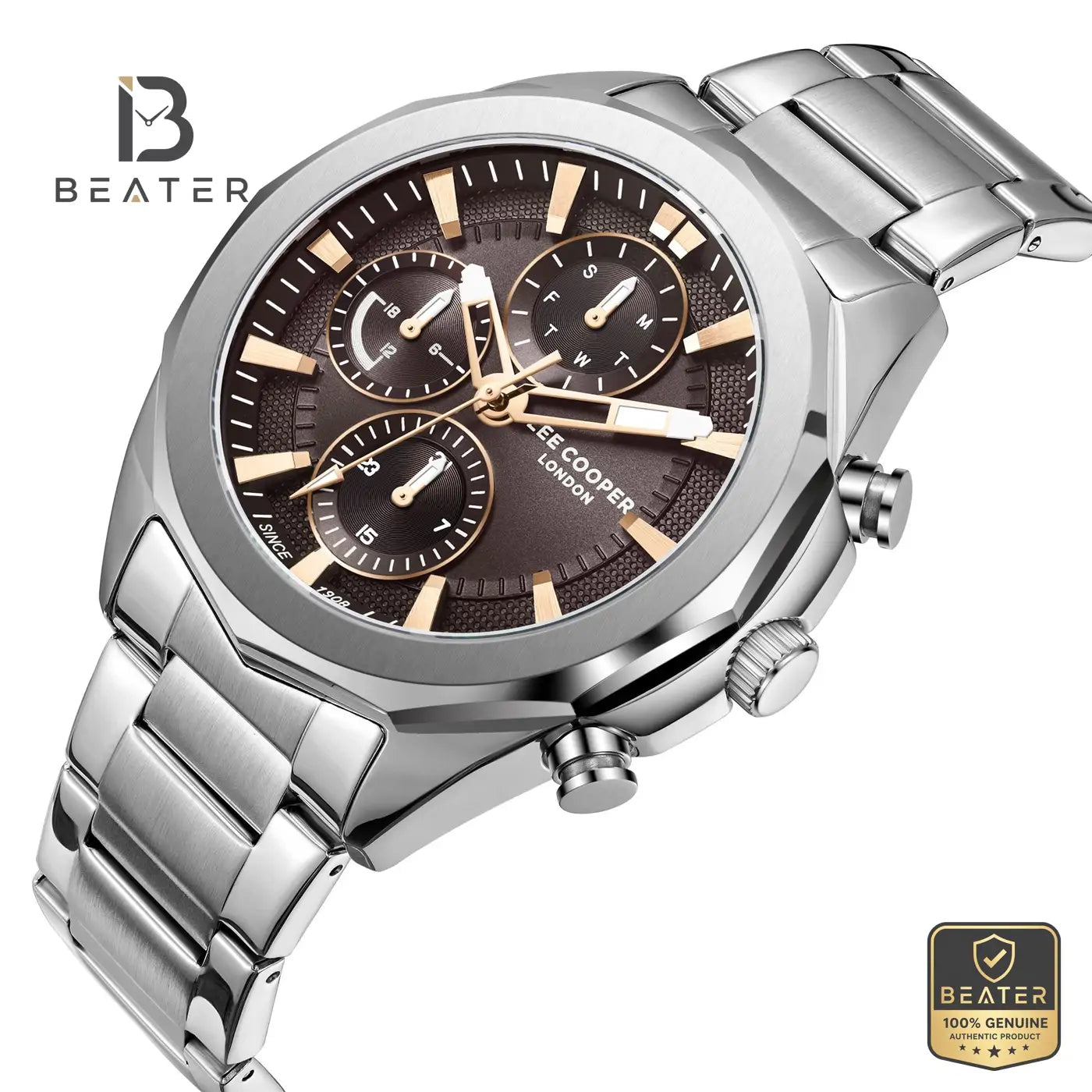 Lee Cooper LC08005.360 Men's Dark Brown Metal Strap Watch Secondary image