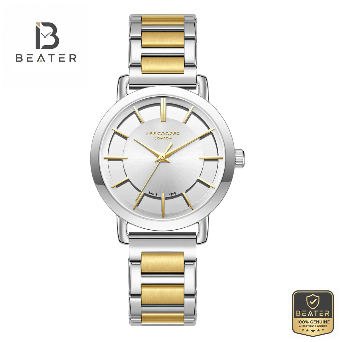 Lee Cooper LC08037.230 Women's Silver/Gold Watch Front Dial View - Beater