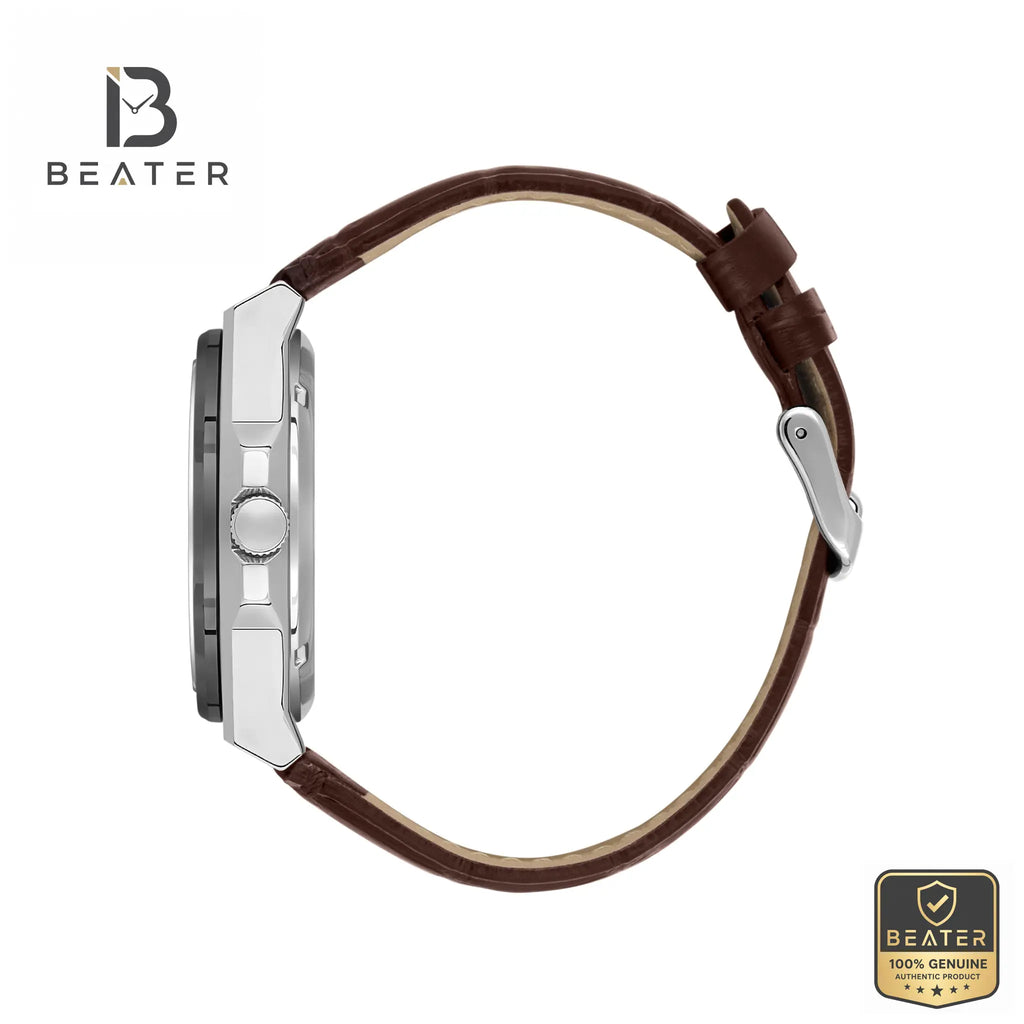 Lee Cooper LC08050.354 Men's Black Leather Band Case Profile - Beater