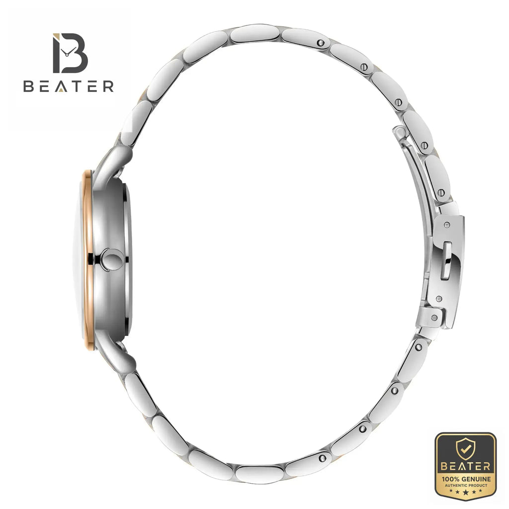 Lee Cooper LC08080.520 Women's Silver Rose Gold Metal Band Detail - Beater